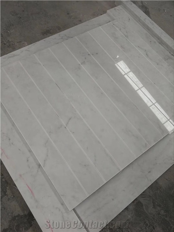 Groove Carrara White Marble Shower Tray Base
