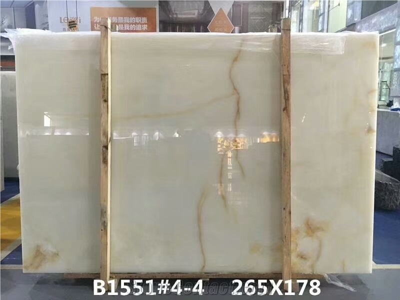 White Snow Onyx Slab Cut to Tiles