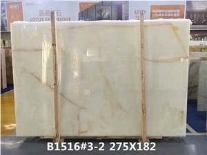 White Snow Onyx Slab Cut to Tiles