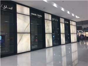 White Snow Onyx Slab Cut to Tiles
