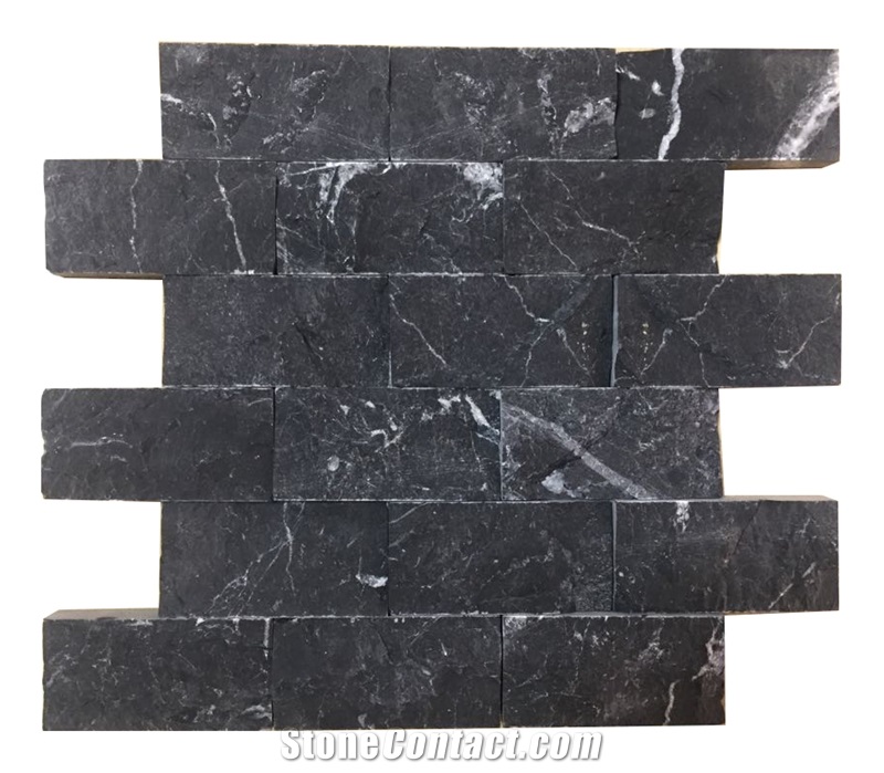 5x10cm Black Marble Split Face Mosaic