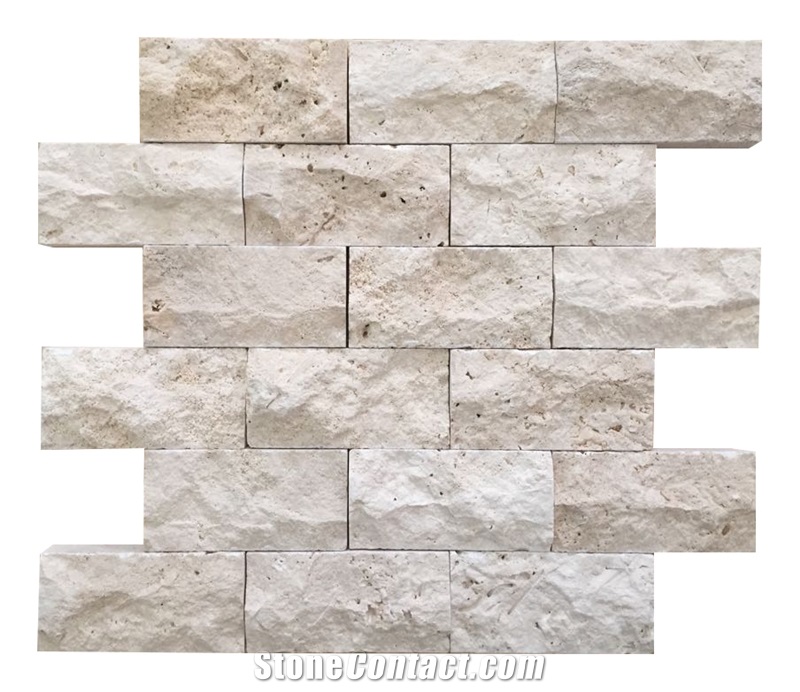 5x10cm Light Travertine Split Face Mosaic