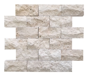 5x10cm Light Travertine Split Face Mosaic