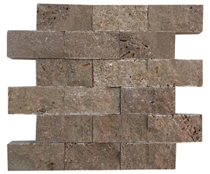 5x10cm Noce Travertine Split Face Mosaic 5x10cm Noce Travertine Split Face Mosaic