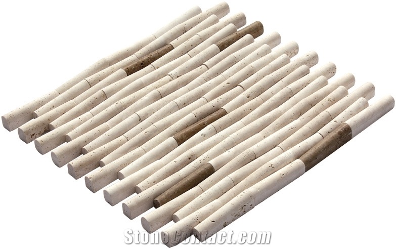 Light Noce Travertine Bamboo Mosaic