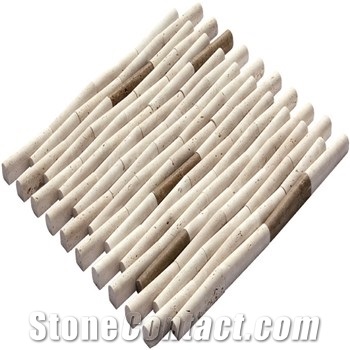 Light Noce Travertine Bamboo Mosaic