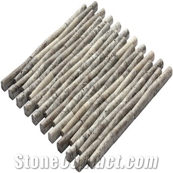 Silver Travertine Bamboo Mosaic