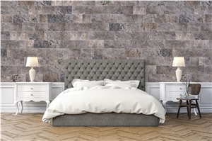 Silver Travertine Split Face Wall Cladding