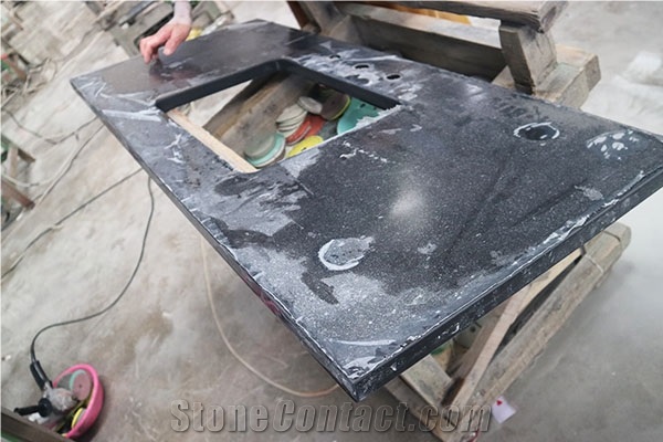Black Quartz Hotel Residential Vanitytop Flat Edge