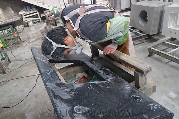 Black Quartz Single Sink Residential Vanity Tops