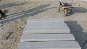 G375 Grey Granite Flamed Slant Curbstones