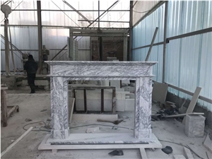 English Style Carrara Marble Fireplace Mantel