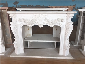 English Style Carrara Marble Fireplace Mantel