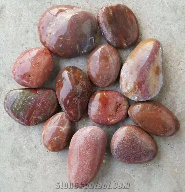 Natural River Decoration Stone Red Polish Pebbles