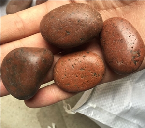 Natural River Decoration Stone Red Polish Pebbles