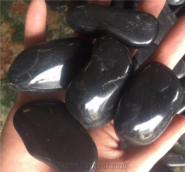 River Stone Polish Landscaping Black Pebbles Stone