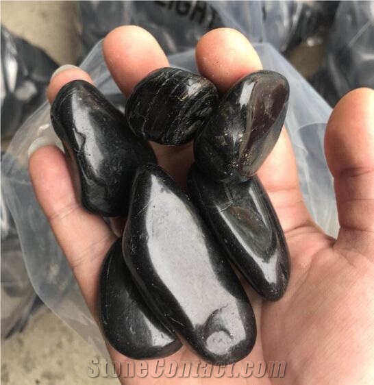 River Stone Polish Landscaping Black Pebbles Stone