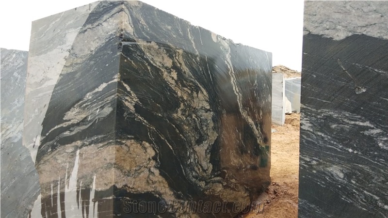 Black Storm Granite Block, India Black Granite