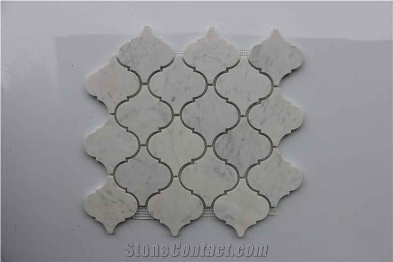 Bianco Carrara White Water-Jet Marble Lantern Mosaics