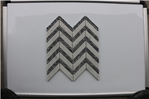 Heringbone Bianco Carrara,Bardiglio Light Mosaics