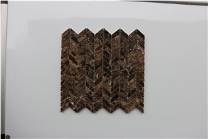 Spain Dark Emperador Herringbone Marble Mosaics