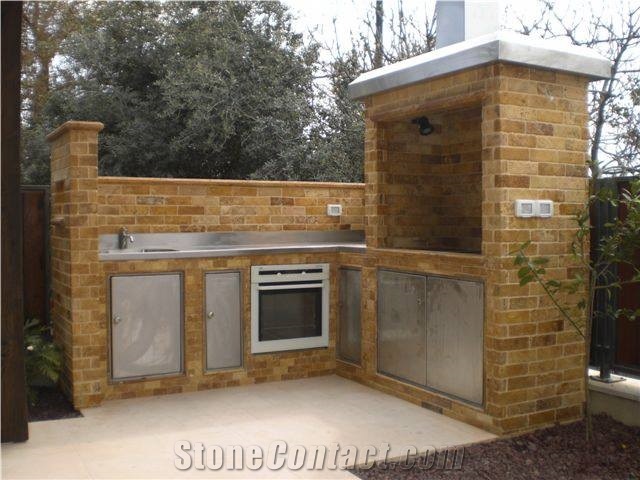 Gold Travertine Oro Wall, Jordan Gold Travertine Tumbled Wall Tiles