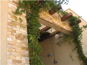 Gold Travertine Oro Wall, Jordan Gold Travertine Tumbled Wall Tiles