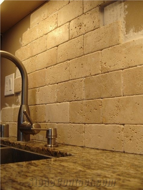 Gold Travertine Oro Wall, Jordan Gold Travertine Tumbled Wall Tiles