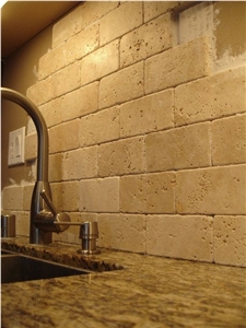 Gold Travertine Oro Wall, Jordan Gold Travertine Tumbled Wall Tiles