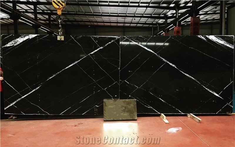 Black Nero Marquina Bookmatched Marble Slabs Tiles