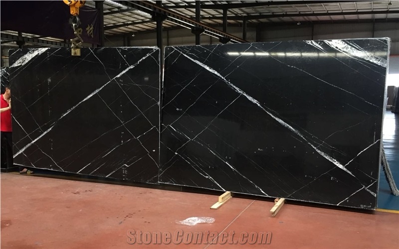 Black Nero Marquina Bookmatched Marble Slabs Tiles