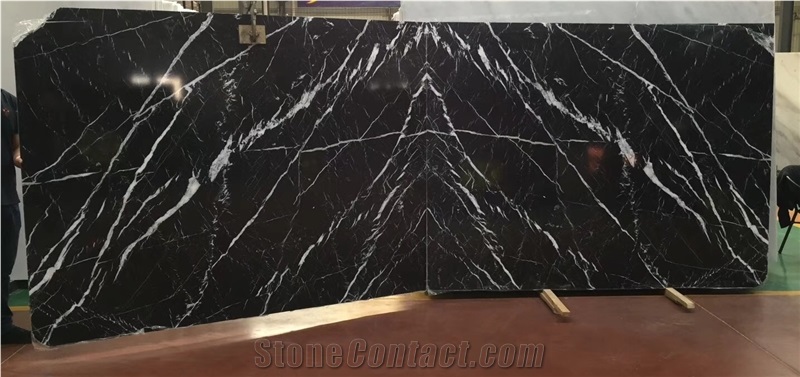 Black Nero Marquina Bookmatched Marble Slabs Tiles