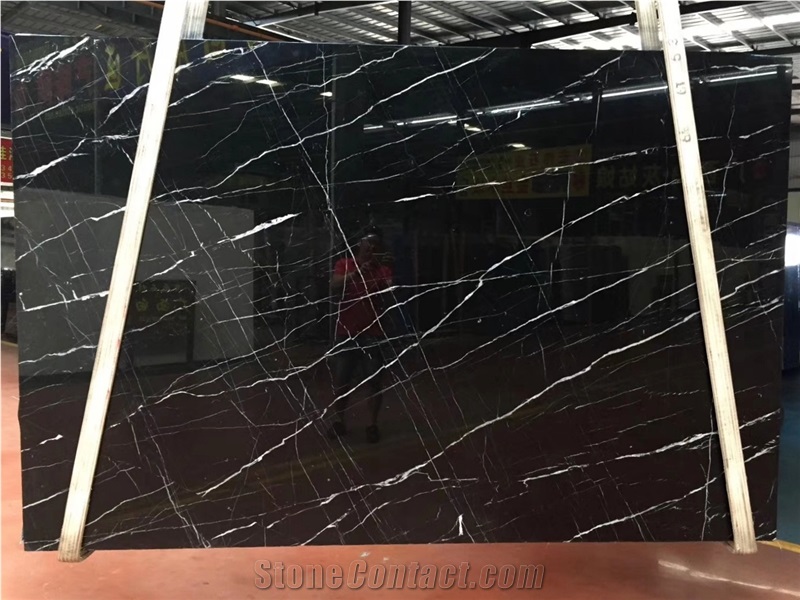 Black Nero Marquina Bookmatched Marble Slabs Tiles
