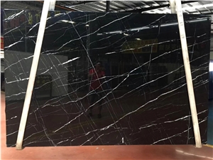 Black Nero Marquina Bookmatched Marble Slabs Tiles
