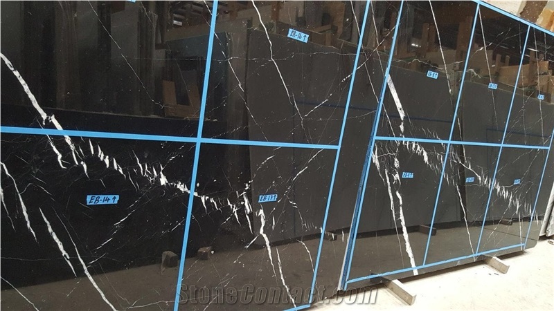 Black Nero Marquina Bookmatched Marble Slabs Tiles