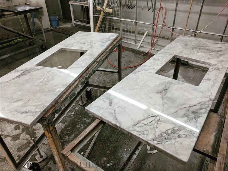 Super White Calacatta Quartzite Slab, Tiles