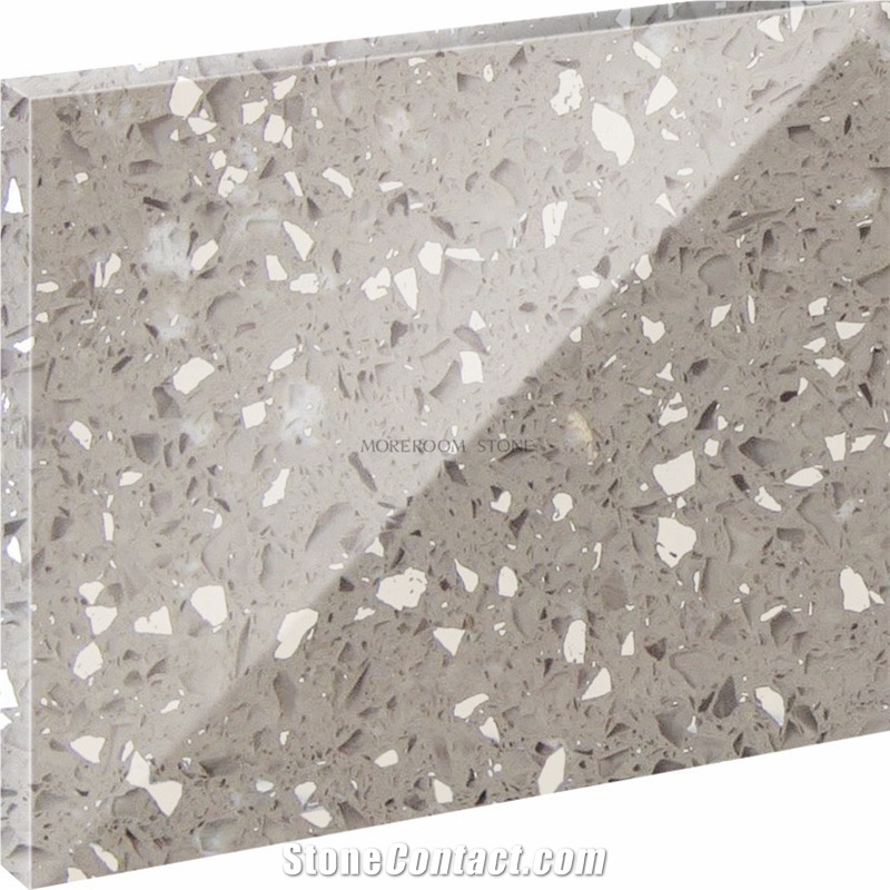 Grey Color Spakles Glass Quartz Stone Sheet