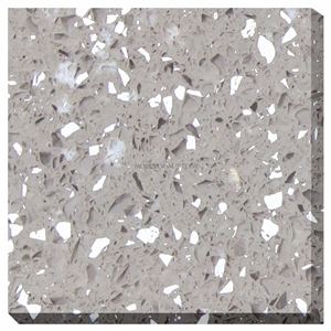 Grey Color Spakles Glass Quartz Stone Sheet