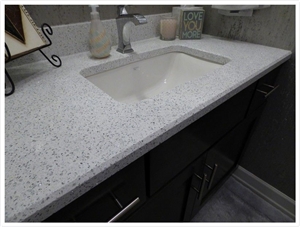 Grey Color Spakles Glass Quartz Stone Sheet