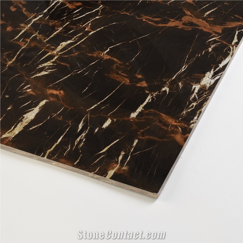 Italian Portoro Goled Veins Black Ceramic Tiles
