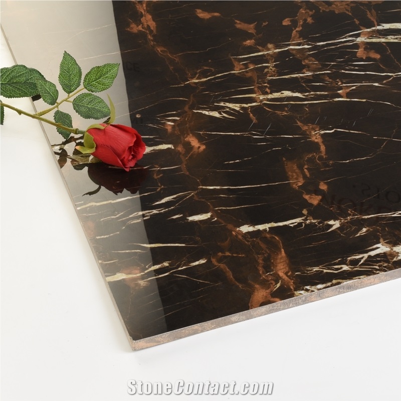 Italian Portoro Goled Veins Black Ceramic Tiles