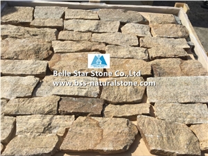 Gold Yellow Quartzite Field Stone Wall Thin Veneer