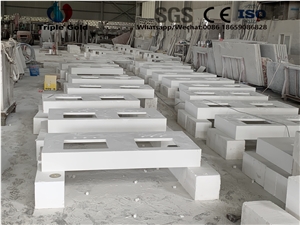 Absolute White Quartz Countertop Vanity Edge Glue