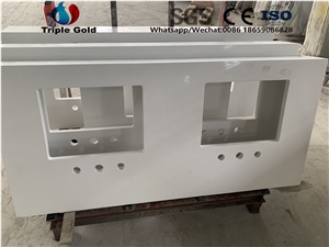 Absolute White Quartz Prefab Bath Top Countertops