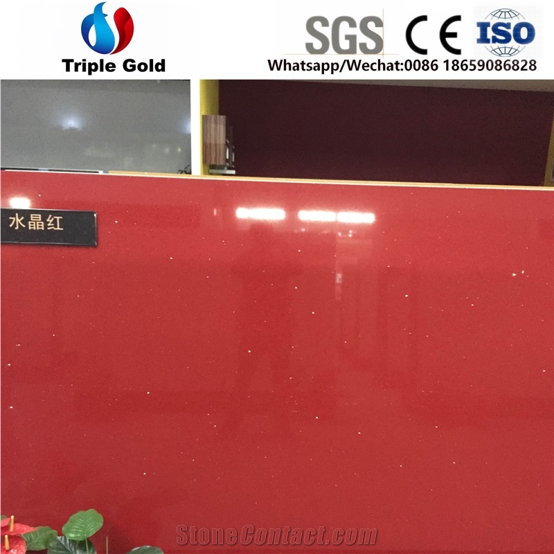 Artificial Man Made Crystal Red Stone Floor Tiles