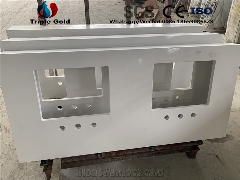 Artificial White Marble Prefab Bath Countertop Top