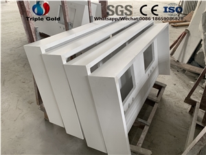Artificial White Marble Prefab Bath Countertop Top