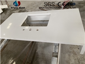 Artificial White Marble Prefab Bath Countertop Top