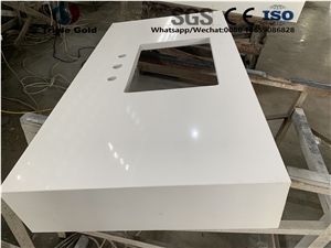 Artificial White Marble Prefab Bath Countertop Top