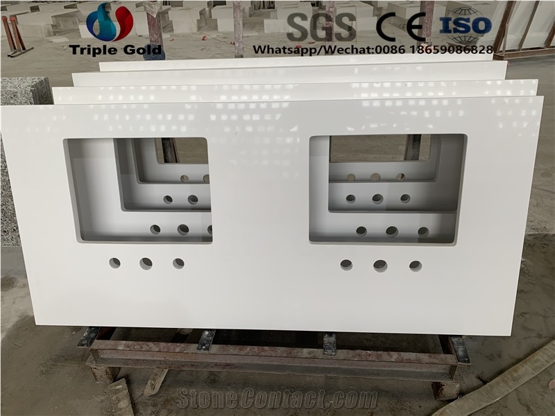 Artificial White Marble Prefab Bath Countertop Top